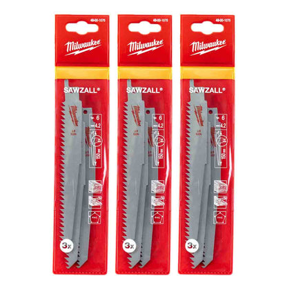 Milwaukee 150mm 6 TPI Sawzall Reciprocating Saw Blades - 3pcs