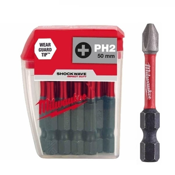 Milwaukee SHOCKWAVE™ Impact Duty PH2 x 50mm Bit Set