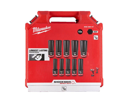 Milwaukee ½″ Drive SHOCKWAVE Deep Impact Socket Set (10 Pieces)