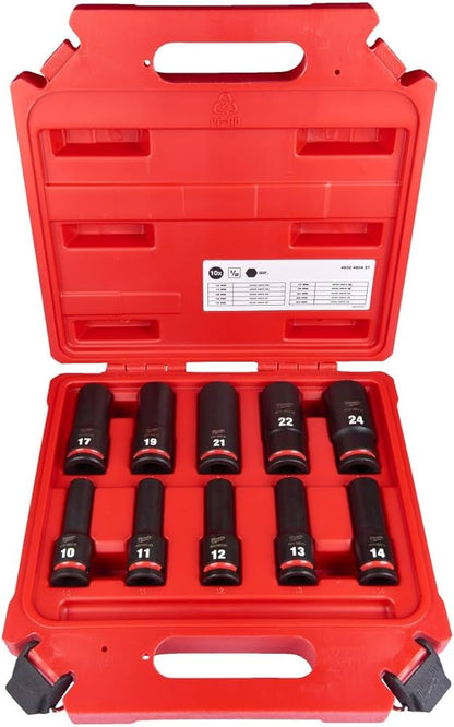 Milwaukee ½″ Drive SHOCKWAVE Deep Impact Socket Set (10 Pieces)