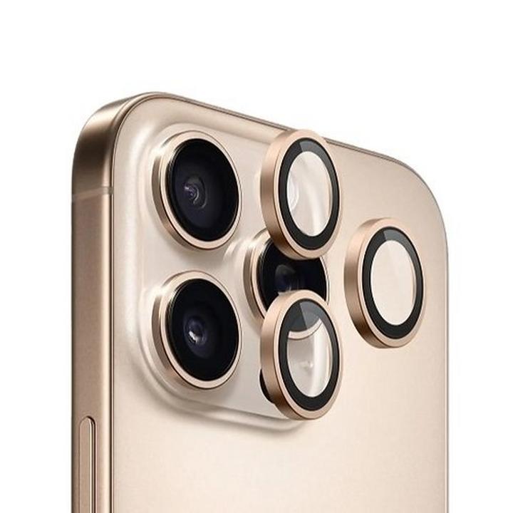 BLUEO NPB28 Original Metal Frame Lens Protector Glass (3 pcs/package) - Gold for iPhone 16 Pro/16 Pro Max