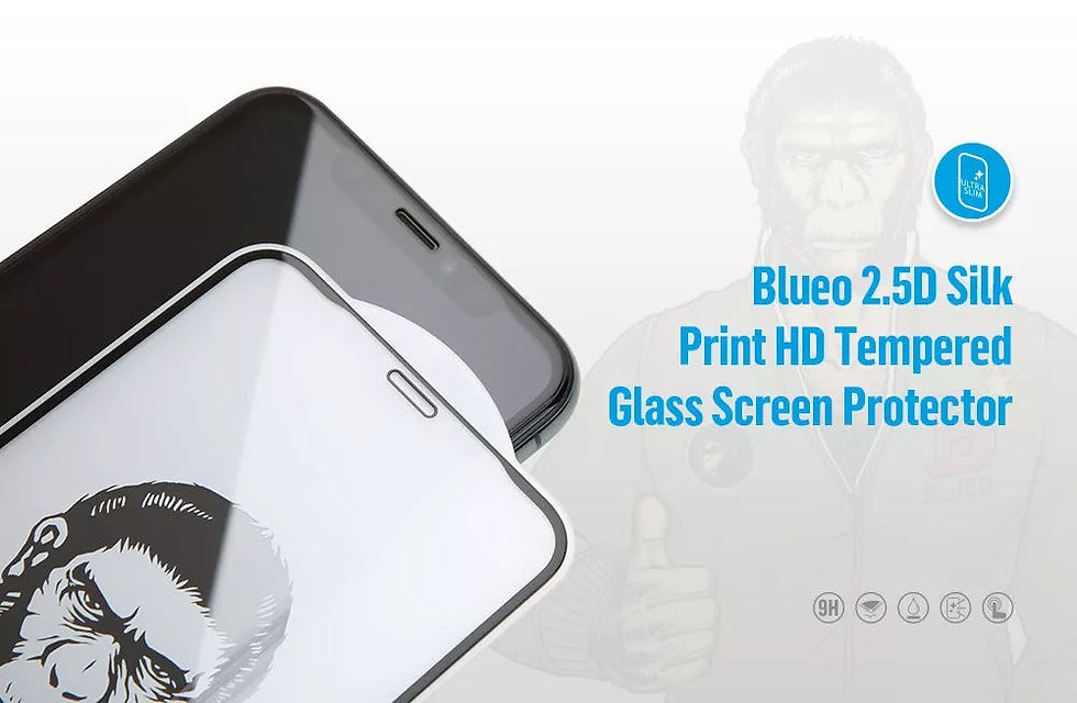 BLUEO PBJ1-5.8 HD CLEAR Full Cover HD Glass Anti-Static - Black for iPhoneX/iPhone XS/iPhone11 Pro