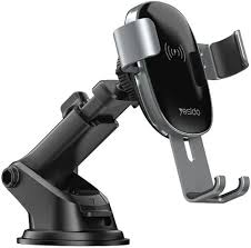 حامل هاتف لاسلكي للسيارة من سبائك الألومنيوم بقوة 15 واط من Yesido C123 (2 في 1: AC Clip and Suction Mount)