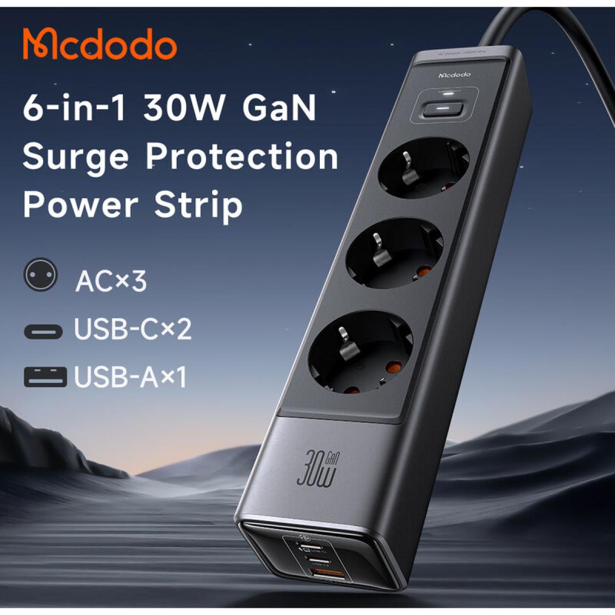 Mcdodo 6-in-1 GaN 30W Fast Charger 2C1A EU Plug CH-0620