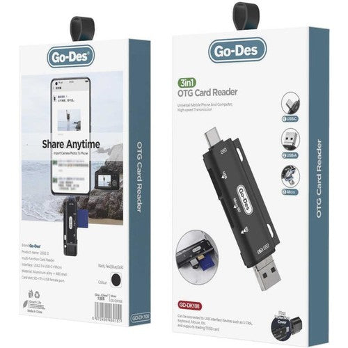 3-in-1 OTG Memory Card and Flash Reader GD-DK108