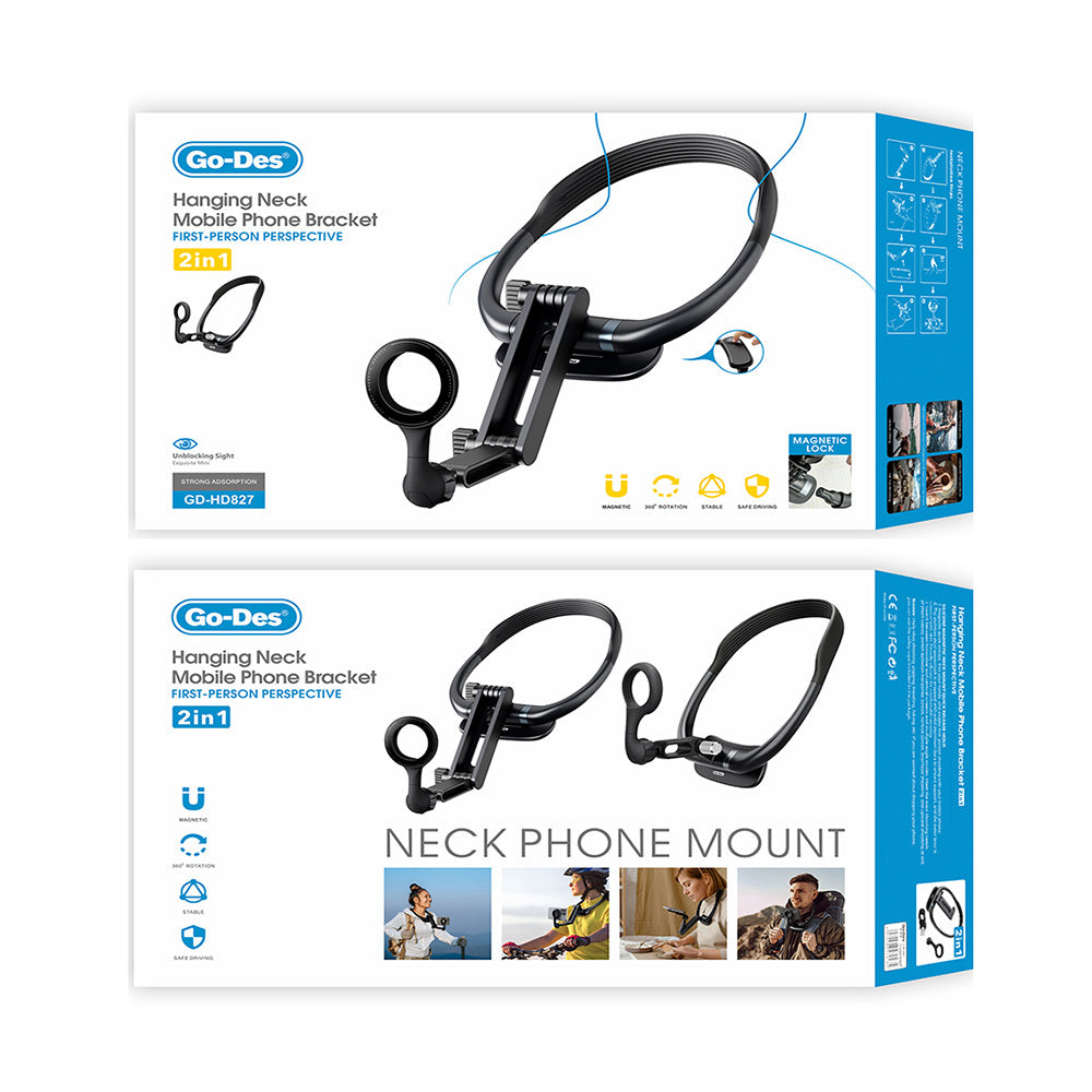 2-in-1 Hands-Free Magnetic Neck Strap Phone Holder GD-HD827