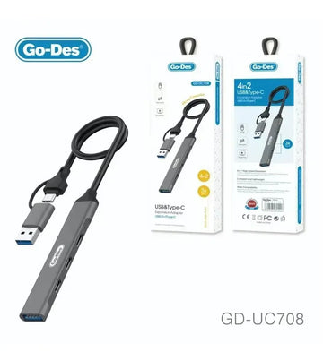 موزع USB وType-C 4 في 2 GD-UC708