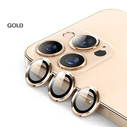 BLUEO NPB28 Original Metal Frame Lens Protector Glass (3 pcs/package) - Gold for iPhone 16 Pro/16 Pro Max