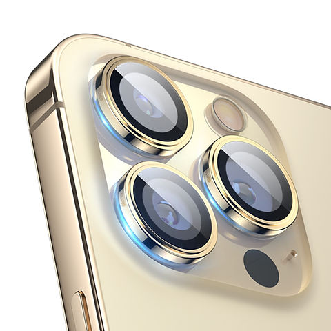 BLUEO NPB27 Original Metal Frame Lens Protector Glass (3 pcs/package) for iPhone 13 Pro / 13 Pro Max - Golden