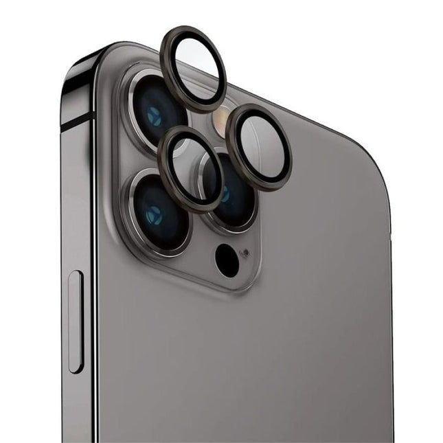 BLUEO NPB27 Original Metal Frame Lens Protector Glass (3 pcs/package) for iPhone 15 Pro (6.1″) - Grey