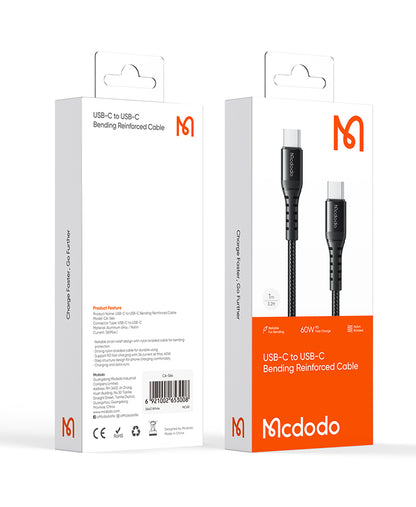 كابل Mcdodo USB-C إلى USB-C 60 واط Bending Reinforced بطول 1 متر CA-5641