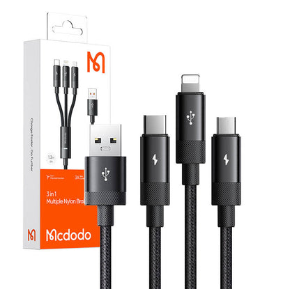 كابل شحن 3 في 1 من Mcdodo، 1.2 متر CA-5790