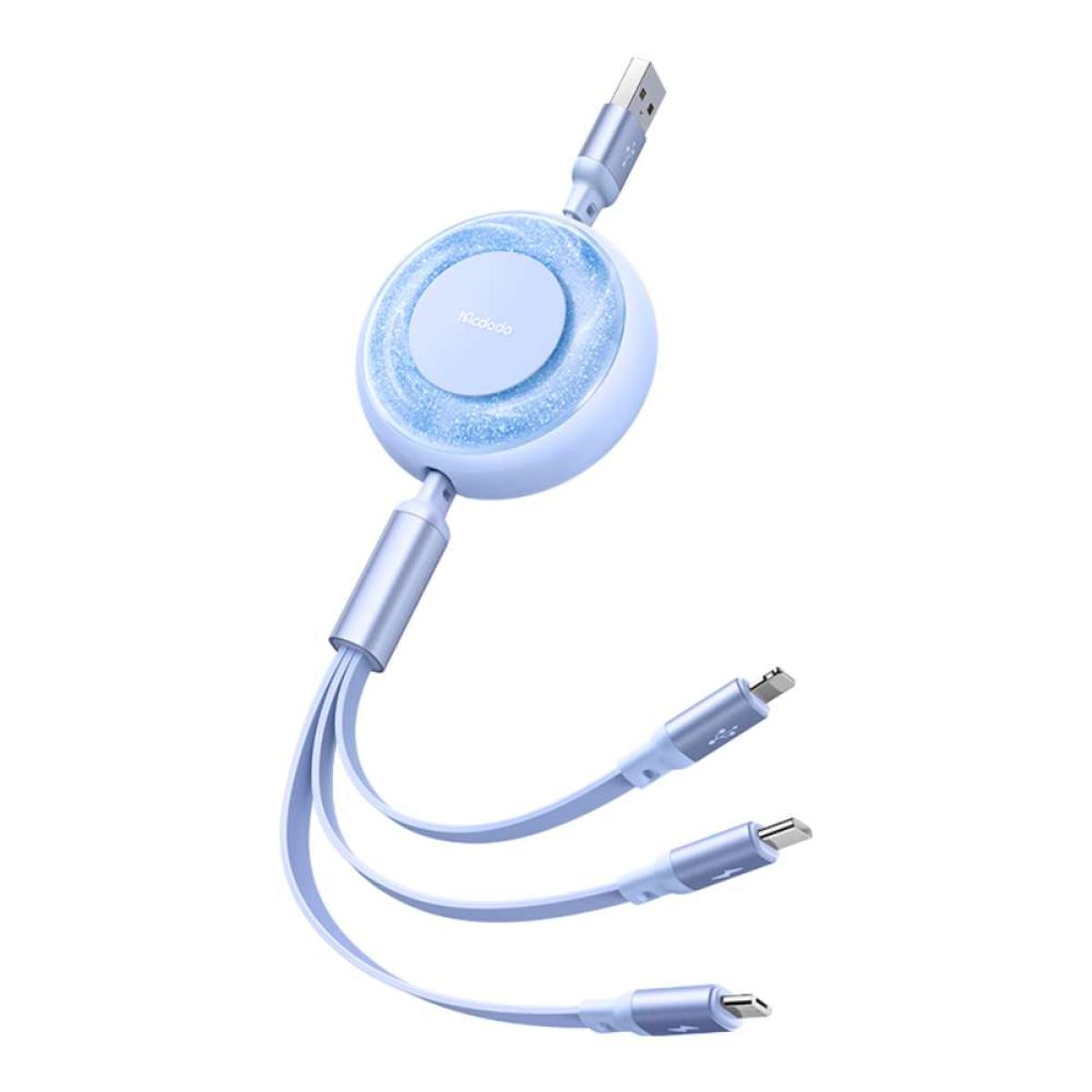 Mcdodo 3-in-1 Retractable Charging Cable Blue CA-3572