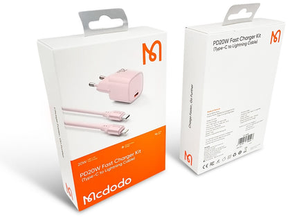 Mcdodo Nano 20W PD Charger with USB-C to Lightning Cable - Pink CH-4043