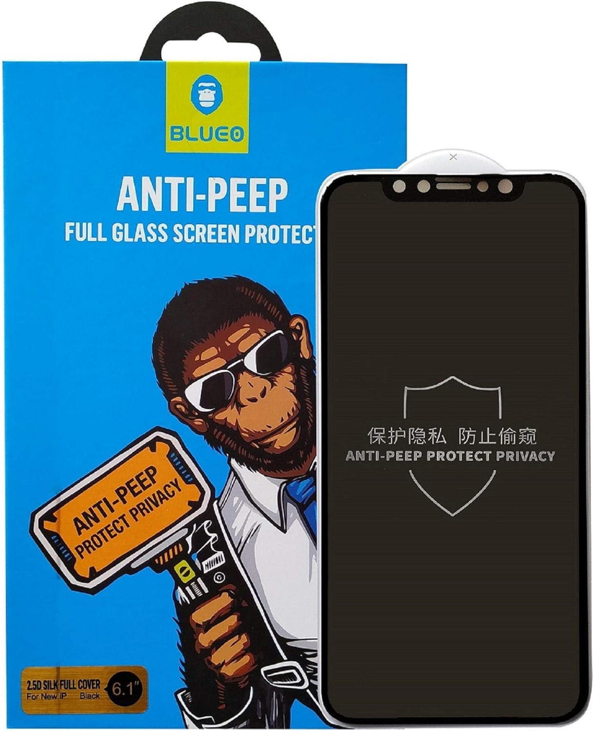 BLUEO XB7 Privacy Full Cover Anti-Peep Glass - Black for iPhone X/iPhone XS/iPhone 11 Pro