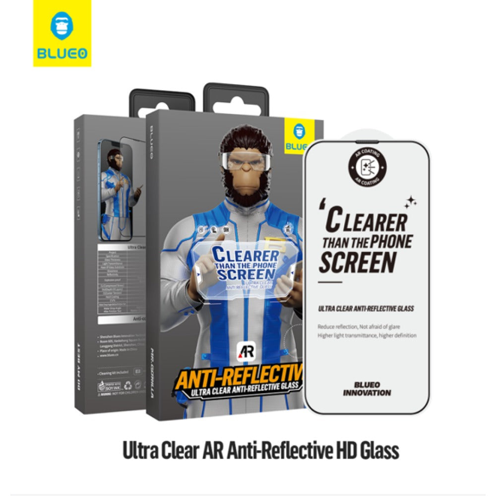 BLUEO MB26-13/14 6.1 Ultra Clear AR Anti-Reflective HD Glass - Black for iPhone 13/14 (6.1″)