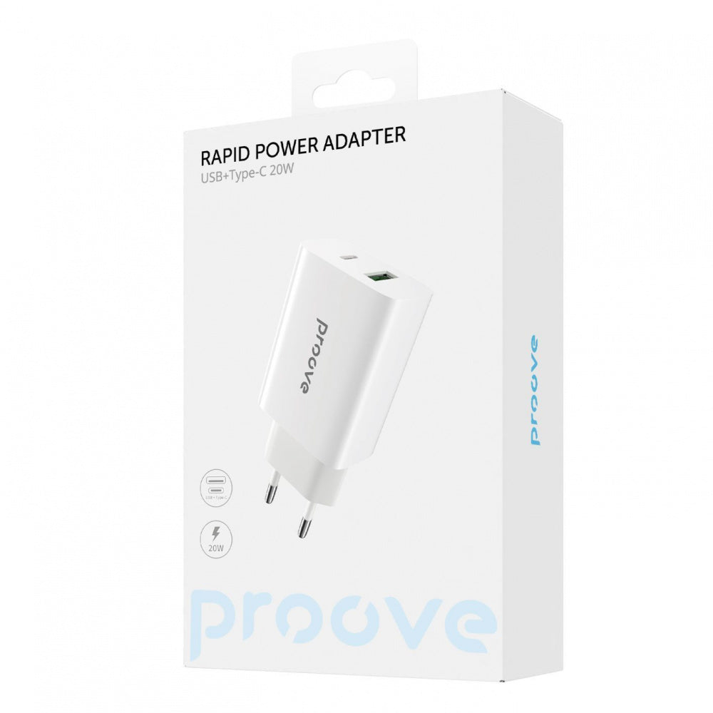 شاحن حائط Proove Rapid 20W + كابل Type-C إلى Lightning