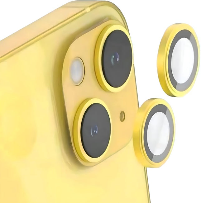 BLUEO NPB27 Original Metal Frame Lens Protector Glass (2 pcs/package) for iPhone 15 (6.1″/6.7″) - Yellow