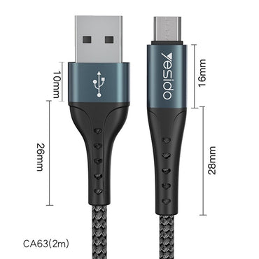 Yesido CA63 2M 2.4A USB Data Cable for Micro USB