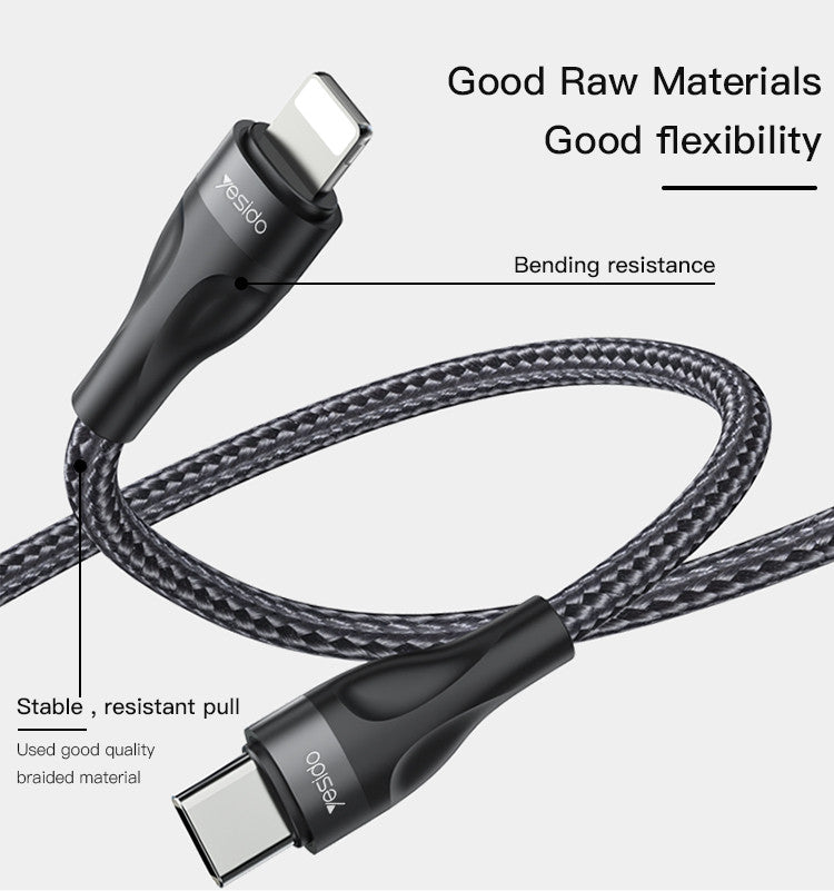 Yesido CA82 2.4A Type-C to Lightning Data Cable 30CM