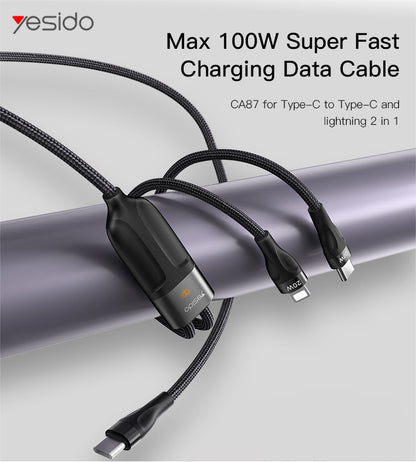 Yesido CA87 2-in-1 Lightning and USB-C Data Cable