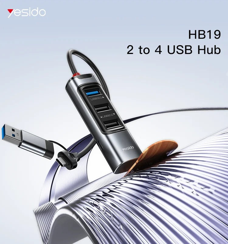 محول موزع USB 4 في 2 من Yesido HB19