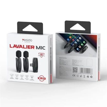 Yesido KR13 Dual Wireless Lavalier Microphone with Type-C Receiver