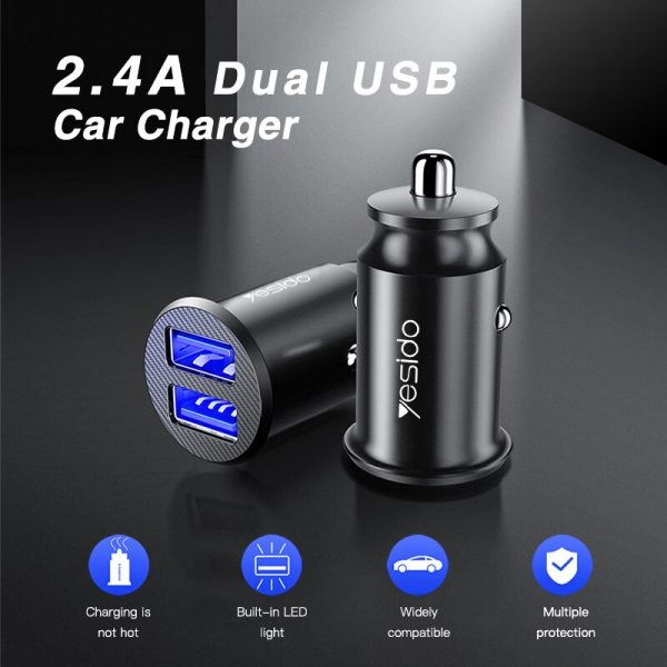 Yesido Y29 Dual USB 2.4A Mini Plastic Car Charger