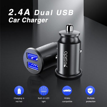 Yesido Y29 Dual USB 2.4A Mini Plastic Car Charger