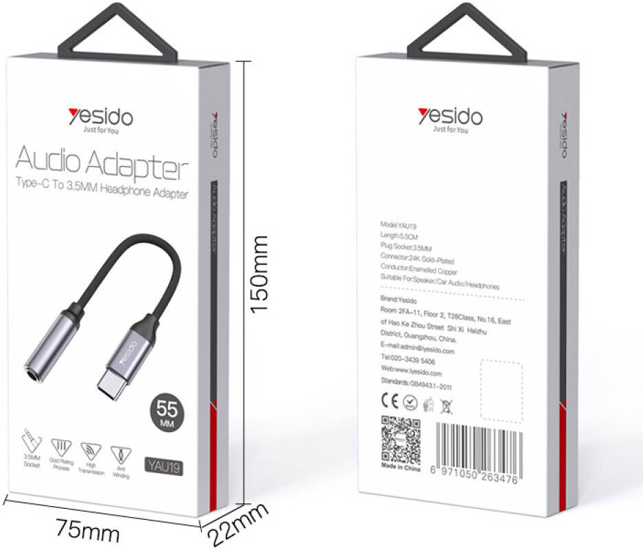 Yesido YAU19 Type-C to 3.5mm AUX Audio Cable with Digital Decode Chip