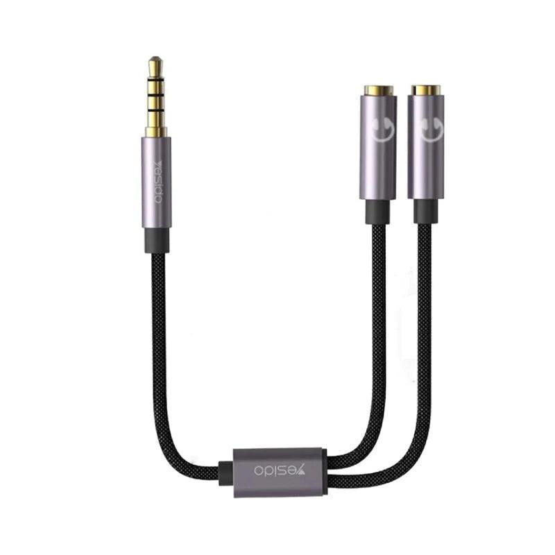 Yesido YAU28 3.5mm Audio Splitter Male to Dual Female Microphone and Headset Cable