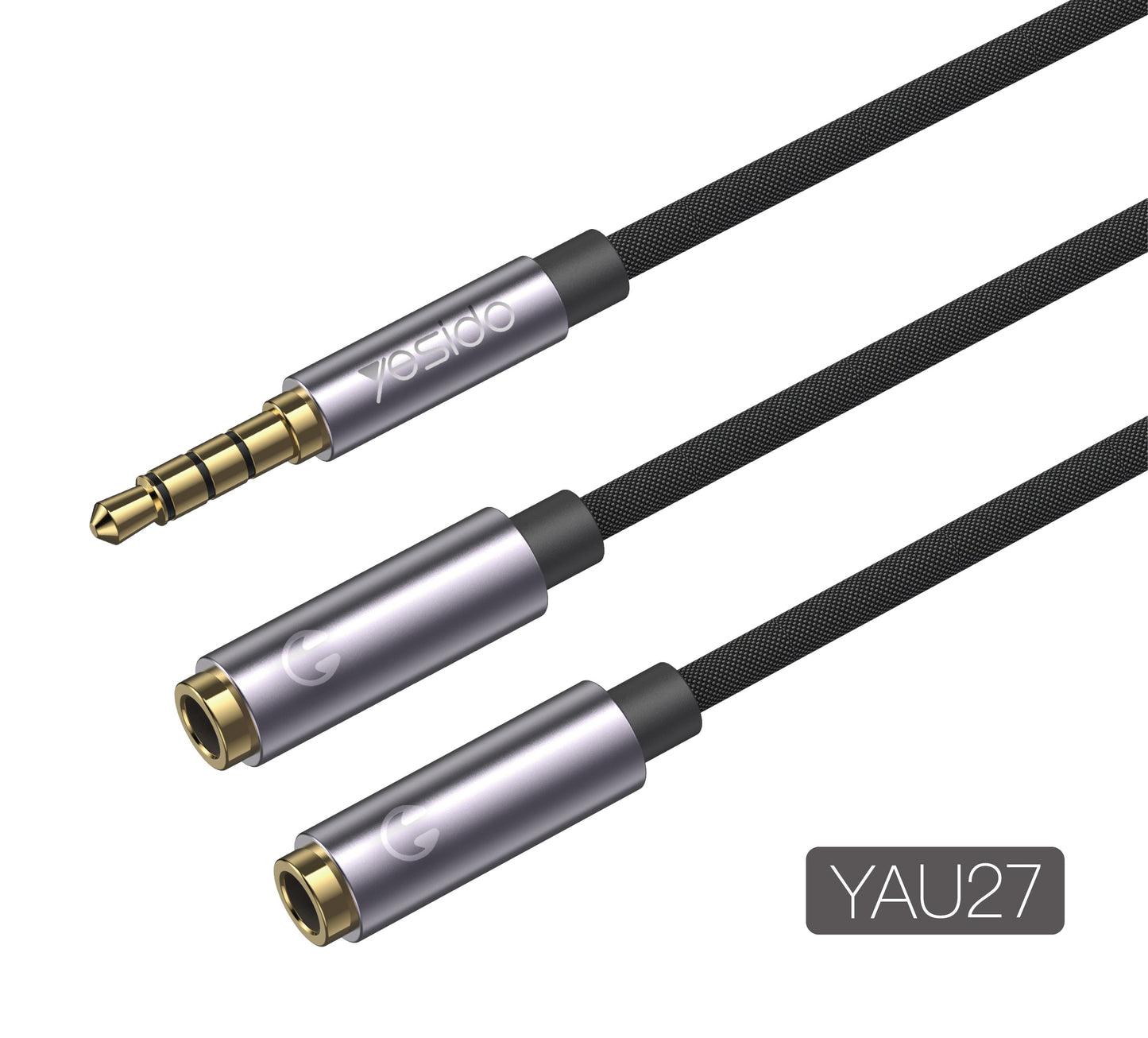 Yesido YAU28 3.5mm Audio Splitter Male to Dual Female Microphone and Headset Cable