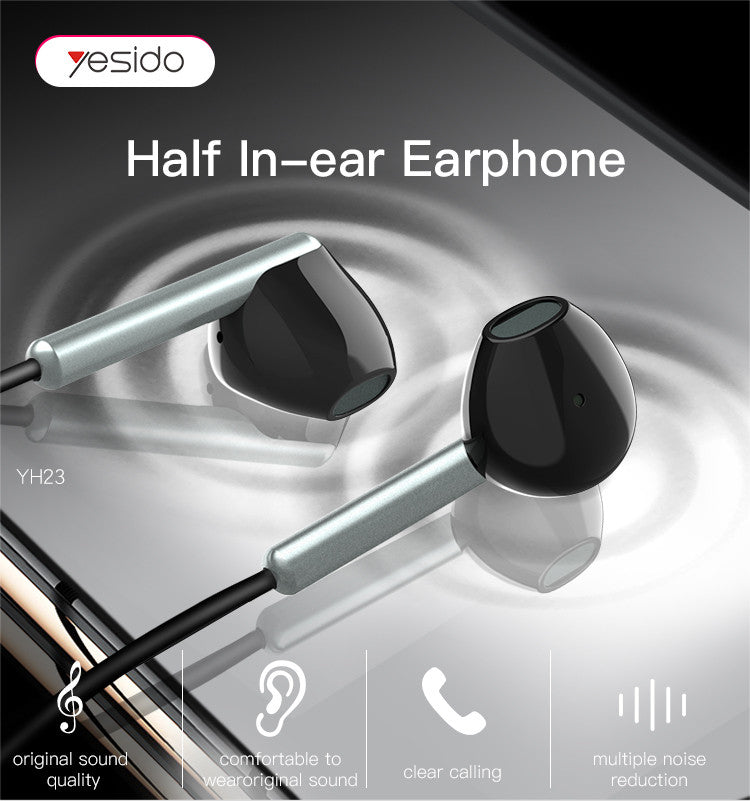 Yesido YH23 Half-in-Ear Wired Stereo 3.5mm Earphone