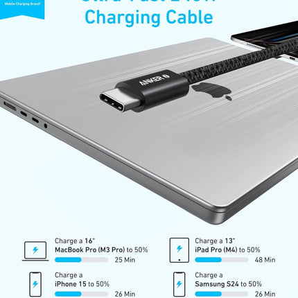 Anker Zolo USB-C to USB-C 240W Braided Fast Charging Cable | Black