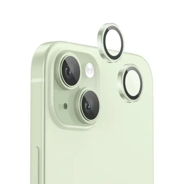 BLUEO NPB27 Original Metal Frame Lens Protector Glass (2 pcs/package) for iPhone 15 (6.1″/6.7″) - Green