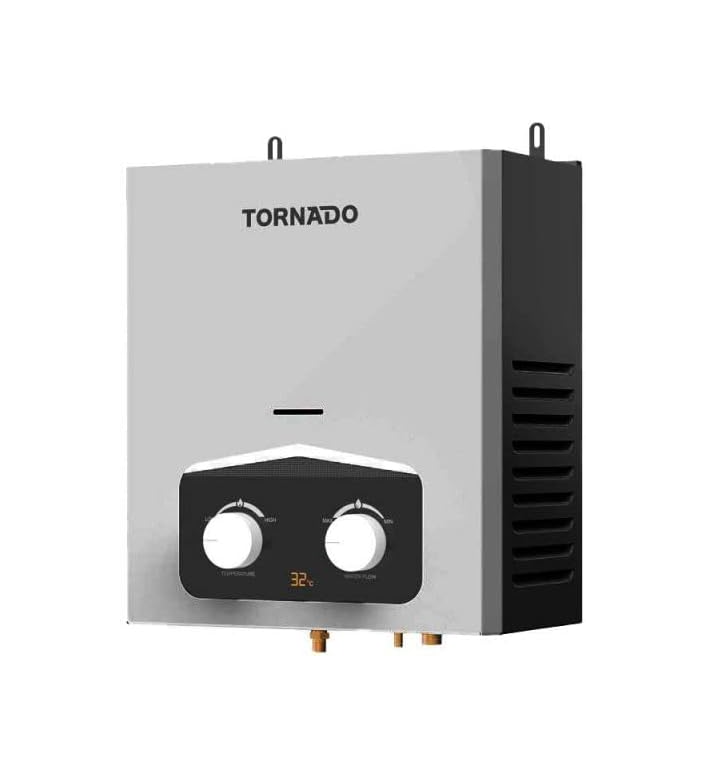 Tornado Gas Water Heater 6 Liter without Chimney, Digital, Natural Gas, Silver