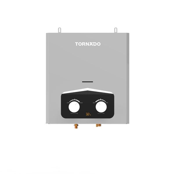 Tornado Gas Water Heater 6 Liter without Chimney, Digital, Natural Gas, Silver